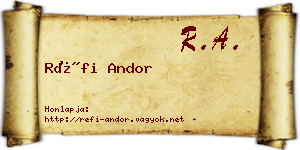 Réfi Andor névjegykártya